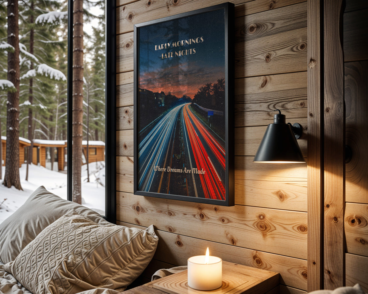 The Long Road to Success motivational wall art – main room view