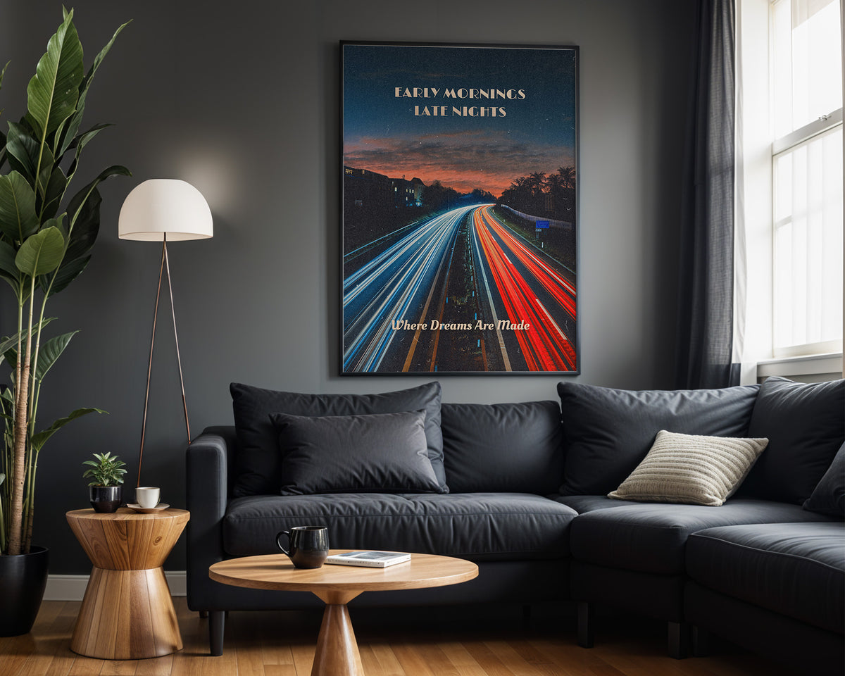 The Long Road to Success motivational wall art – alternate room view
