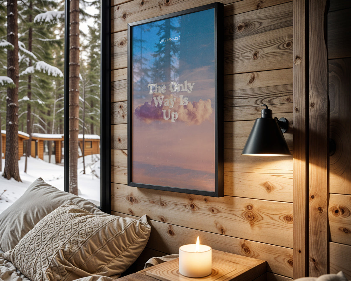The Only Way Is Up motivational wall art – main room view