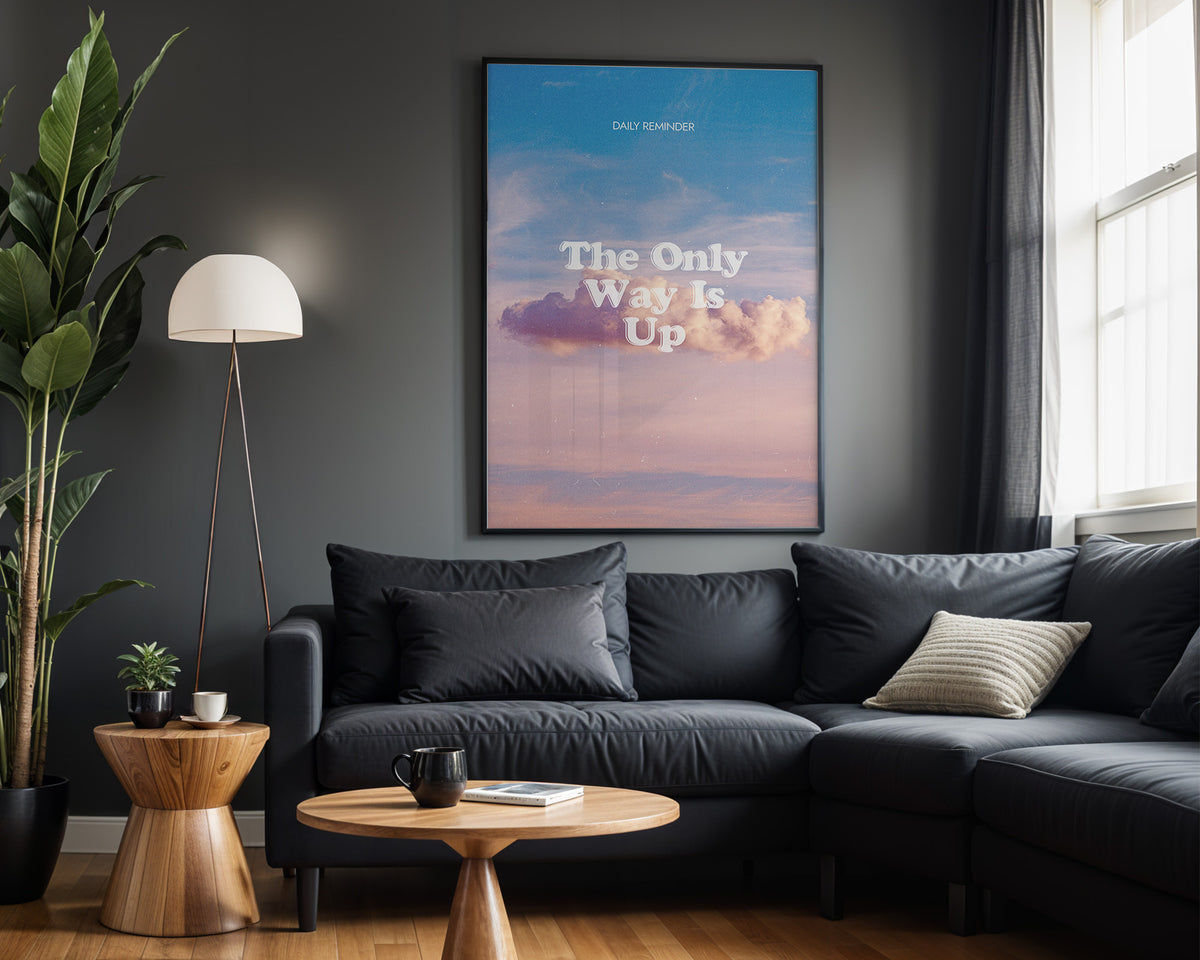The Only Way Is Up motivational wall art – alternate room view