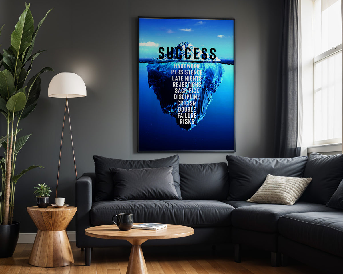 The Success Iceberg motivational wall art – alternate room view