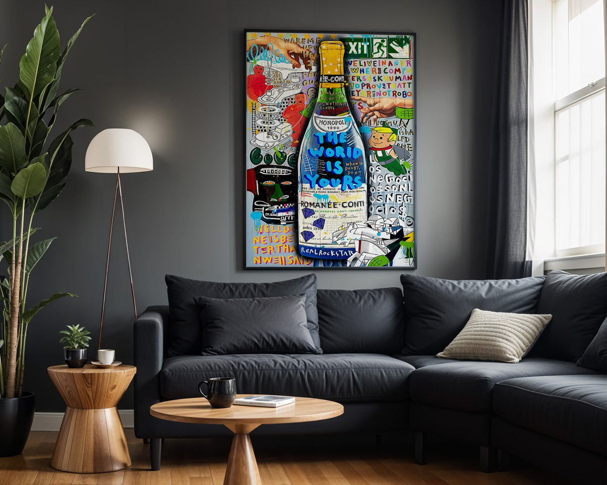 The World Is Yours wall art in modern living room