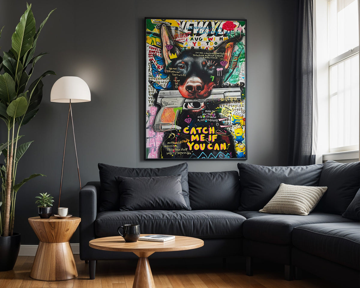 Catch Me If You Can wall art in modern living room