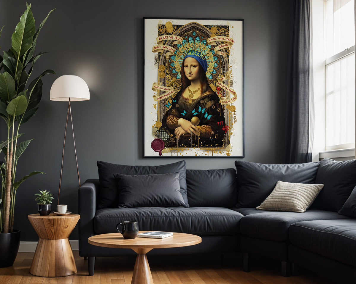 Queen of Fortune wall art in modern living room