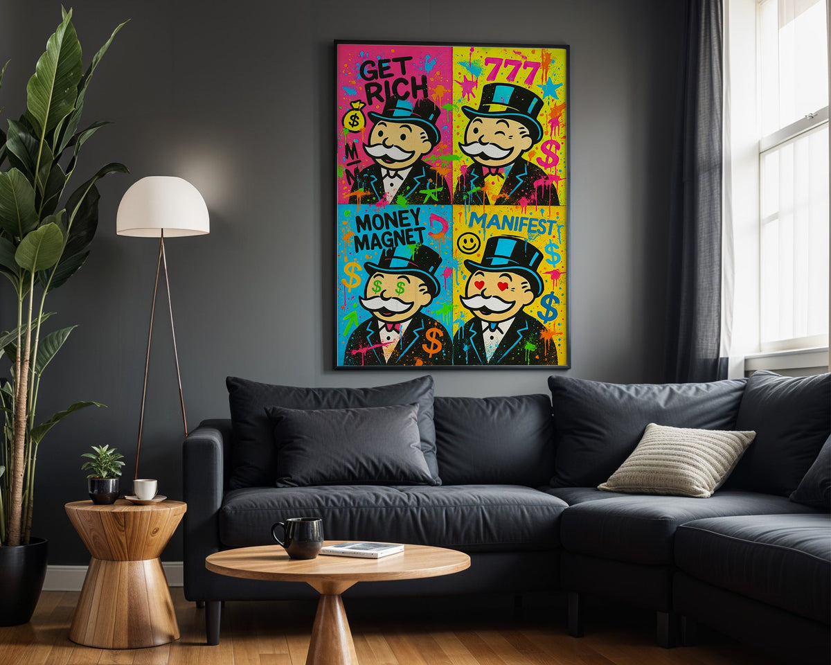 Money Magnet wall art in modern living room