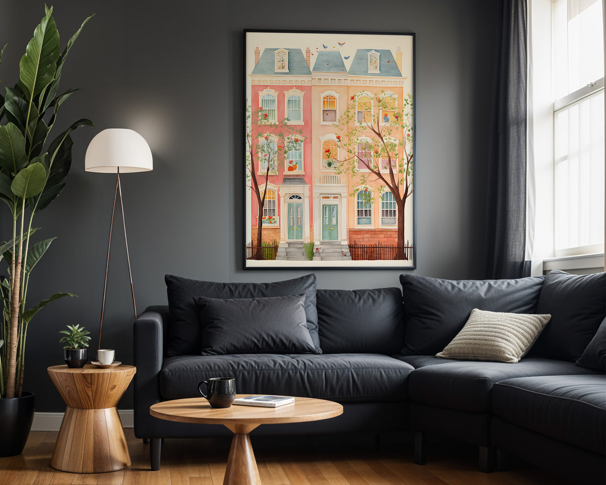 Townhouse Dreams kids nursery wall art – alternate room view