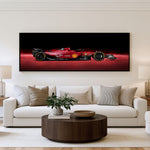 Trackside Panoramic Formula 1 Wall Art shown in a living room