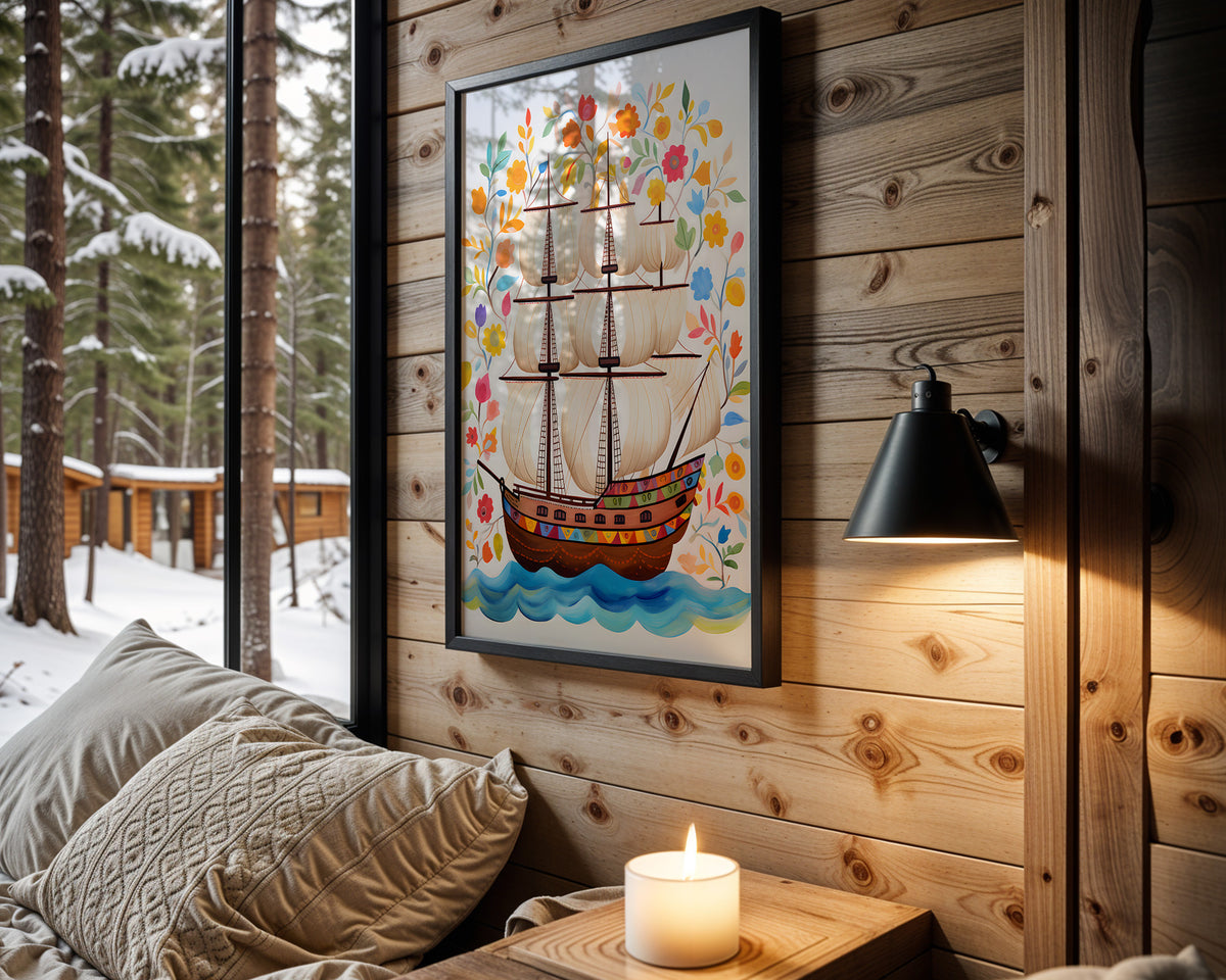 Treasure Island Adventure kids nursery wall art – main room view