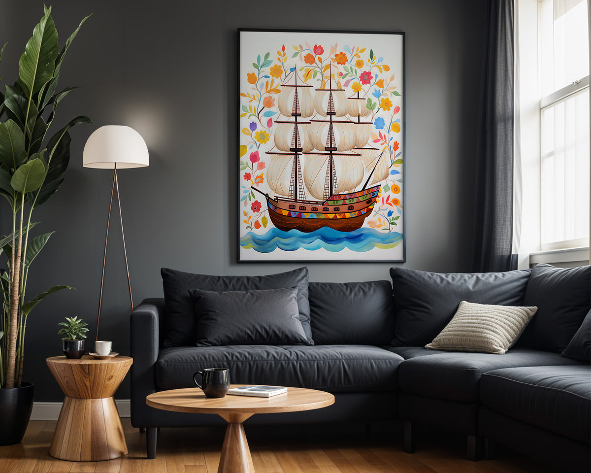 Treasure Island Adventure kids nursery wall art – alternate room view