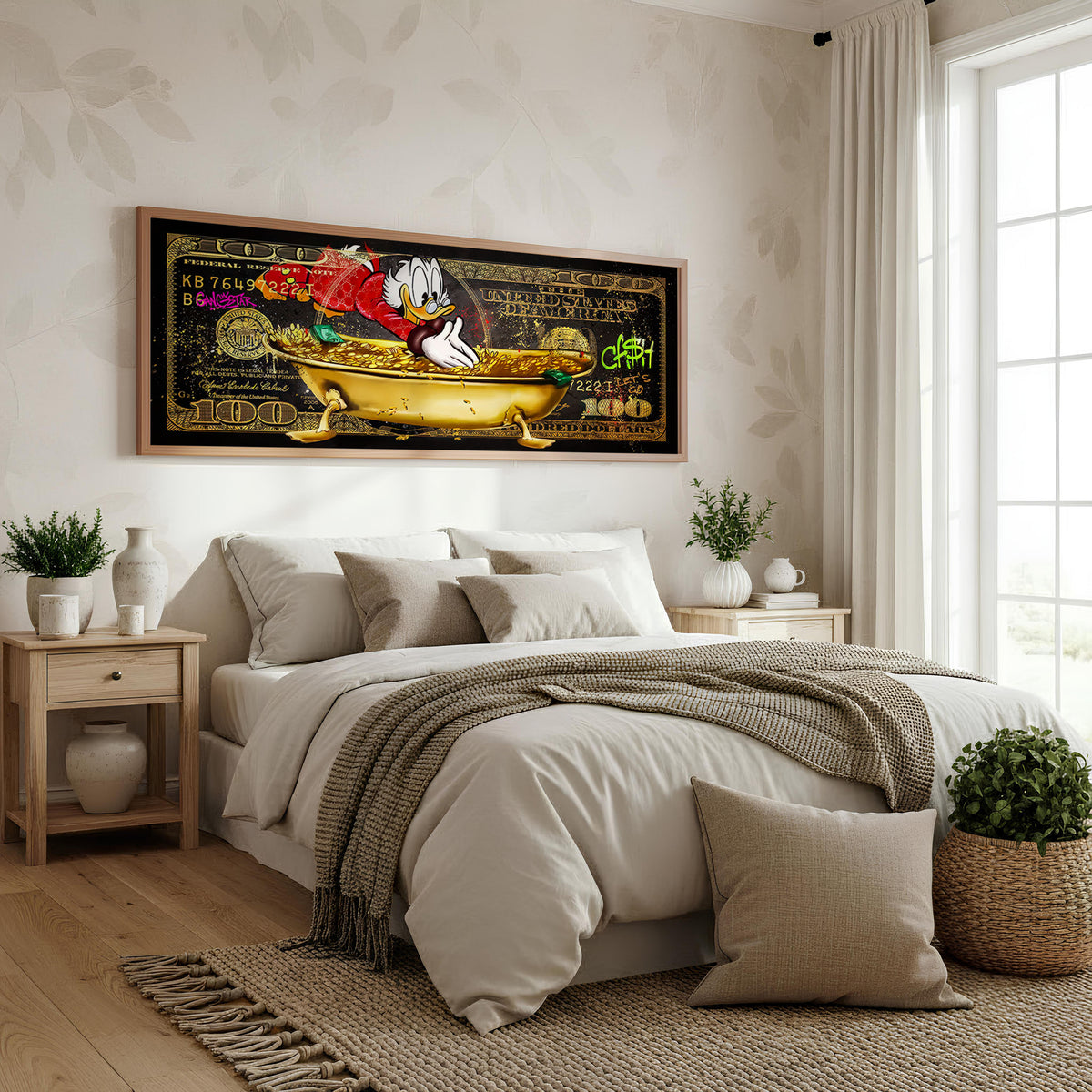 Treasure Rush panoramic wall art shown in a bedroom