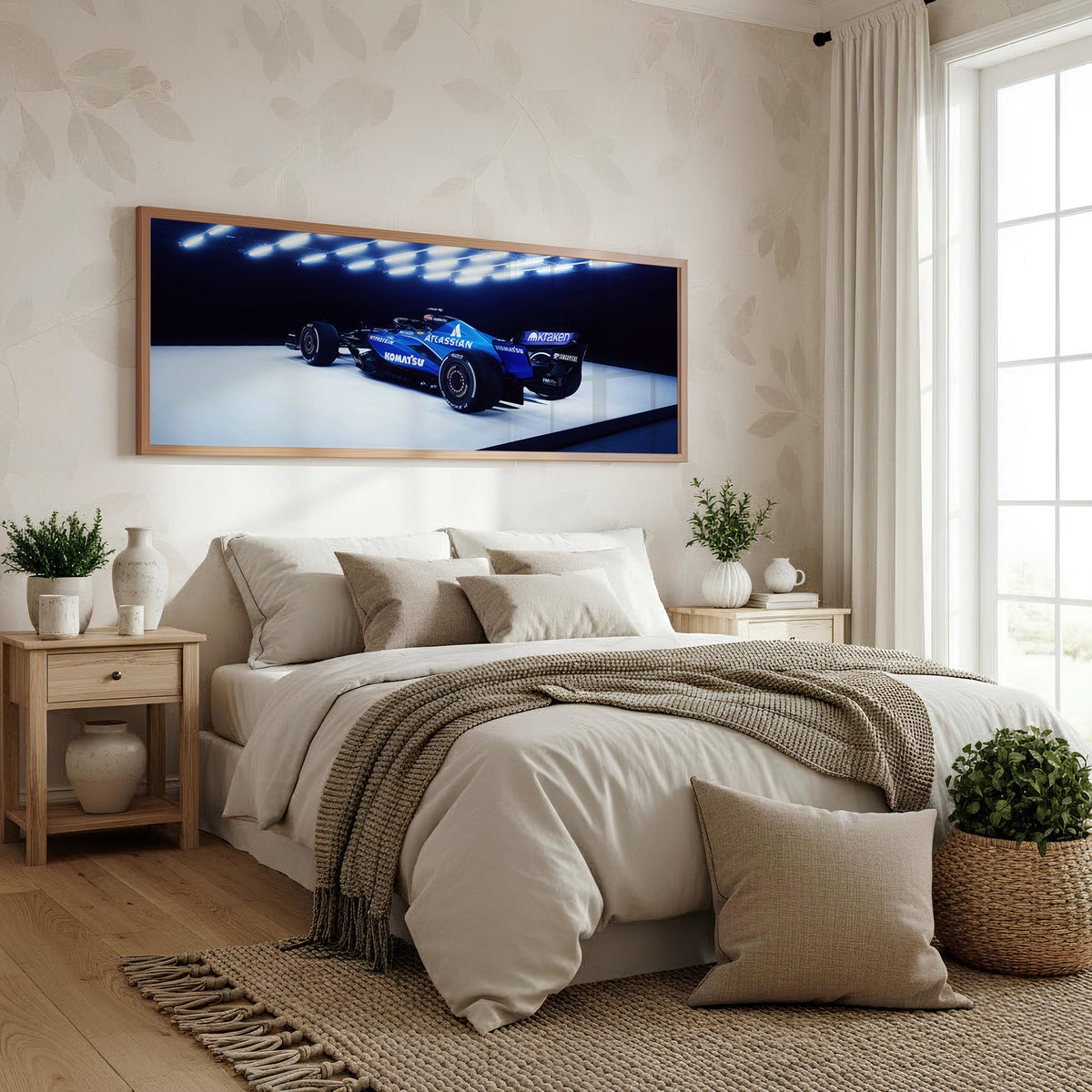 Undercut Panoramic Formula 1 Wall Art shown in a bedroom