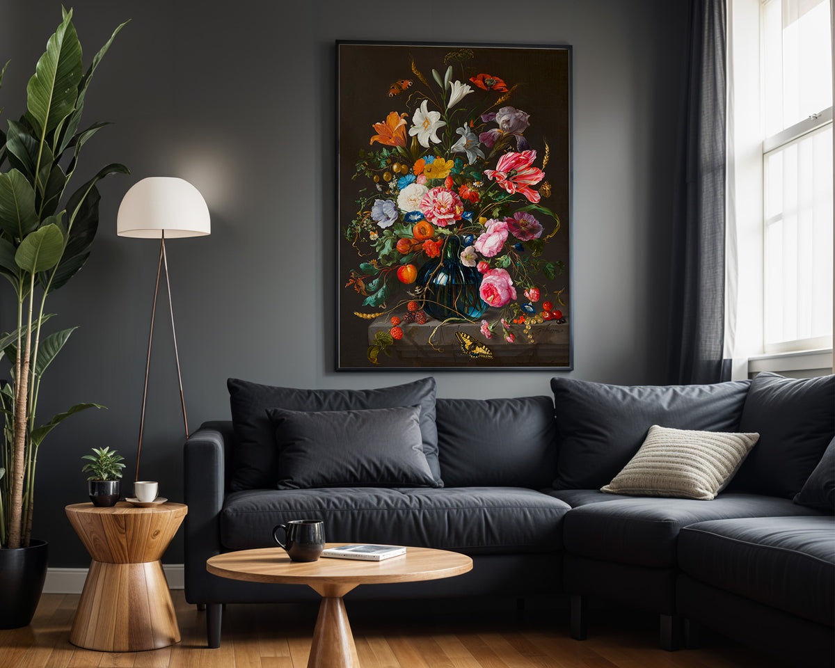 Grand Dutch Bouquet wall art – framed room view