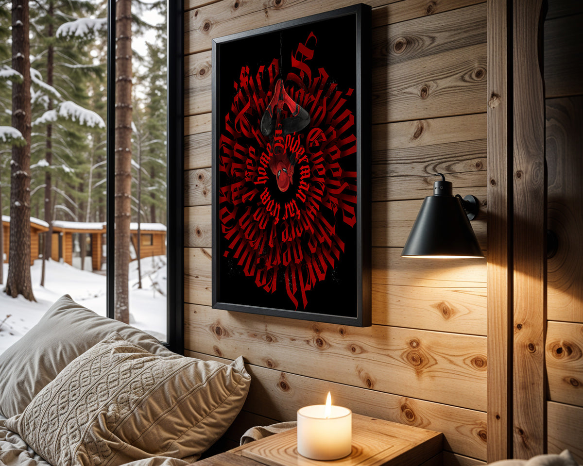 Crimson Sacred Bloom wall art – main view