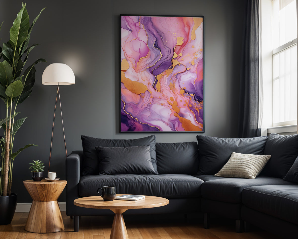 Rose Quartz Current wall art – framed room view