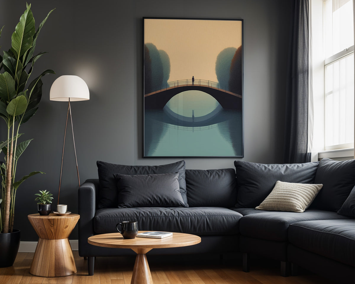 Bridge of Reflection wall art – framed room view