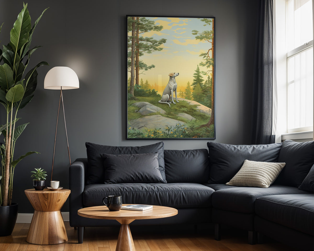 Woodland Companion wall art – framed room view