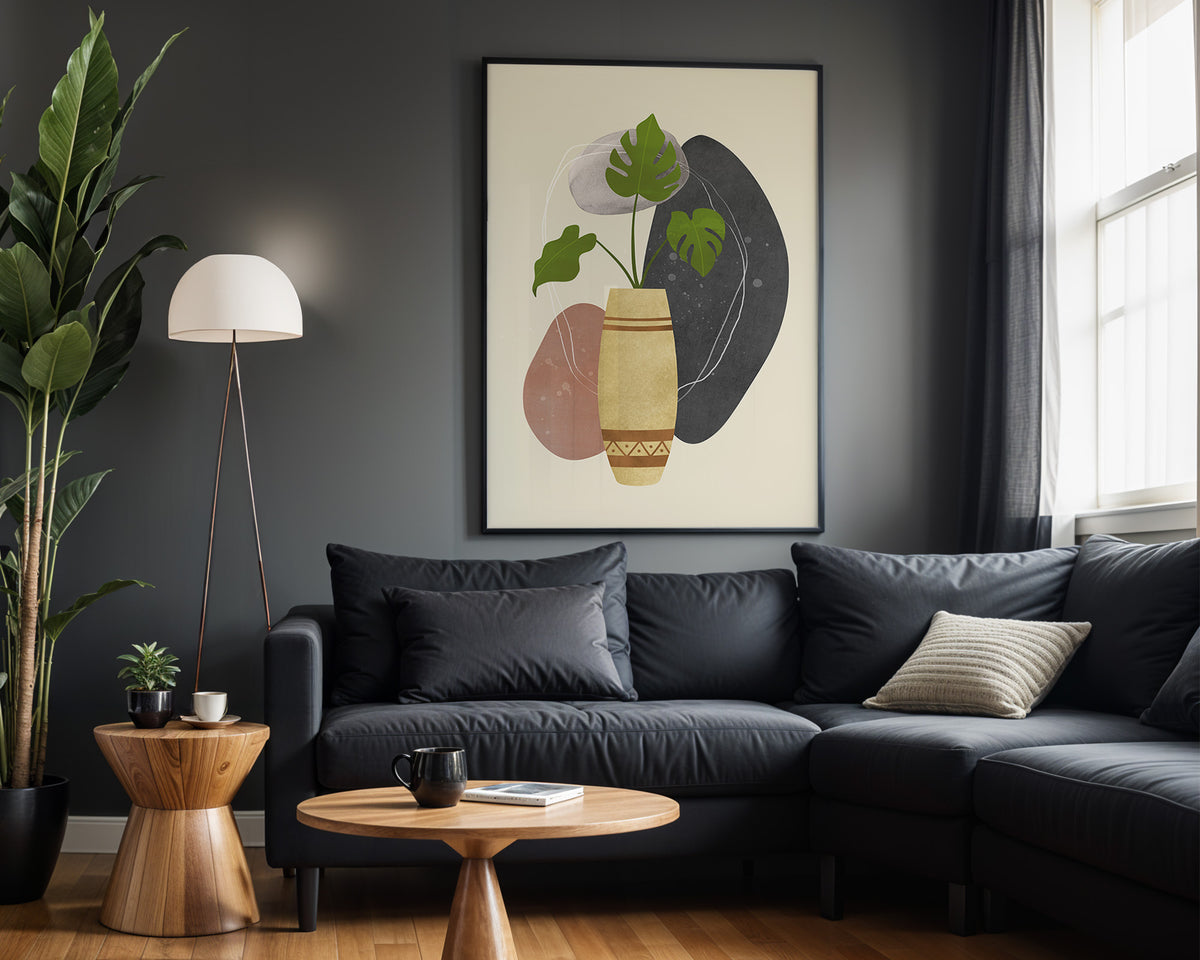 Botanical Balance I wall art – framed room view