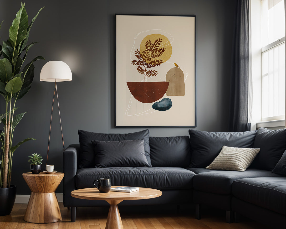 Botanical Balance II wall art – framed room view