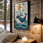 Whale Wishes kids nursery wall art – main room view