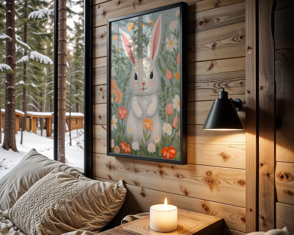 Woodland Bunny kids nursery wall art – main room view