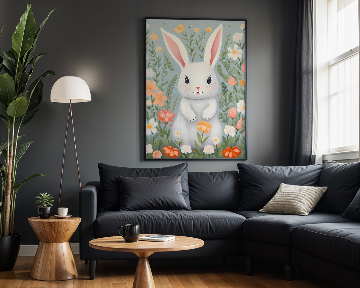 Woodland Bunny kids nursery wall art – alternate room view