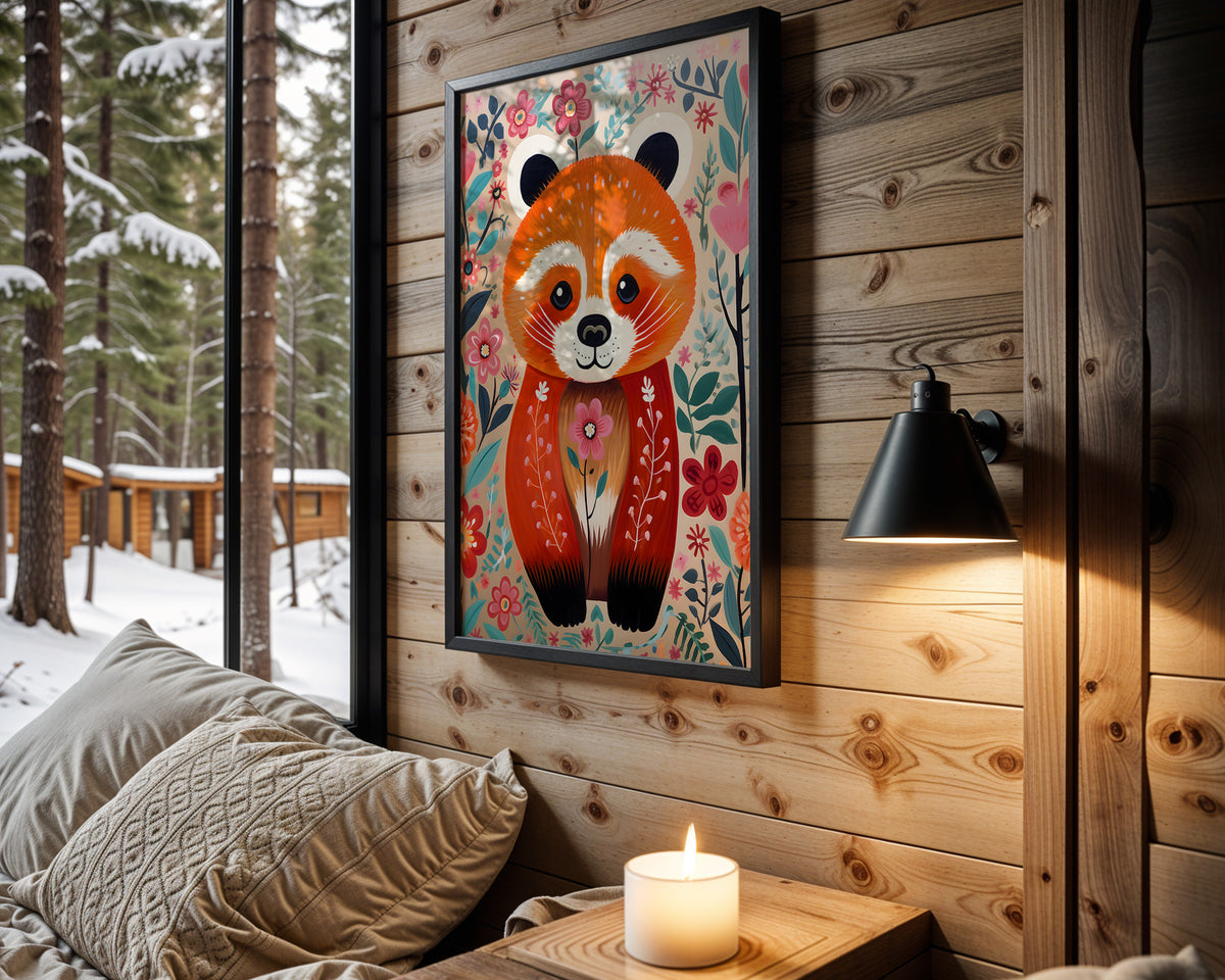 Woodland Red Panda kids nursery wall art – main room view
