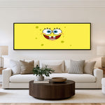SpongeBob Yellow Smile Panoramic Wall Art shown in a living room
