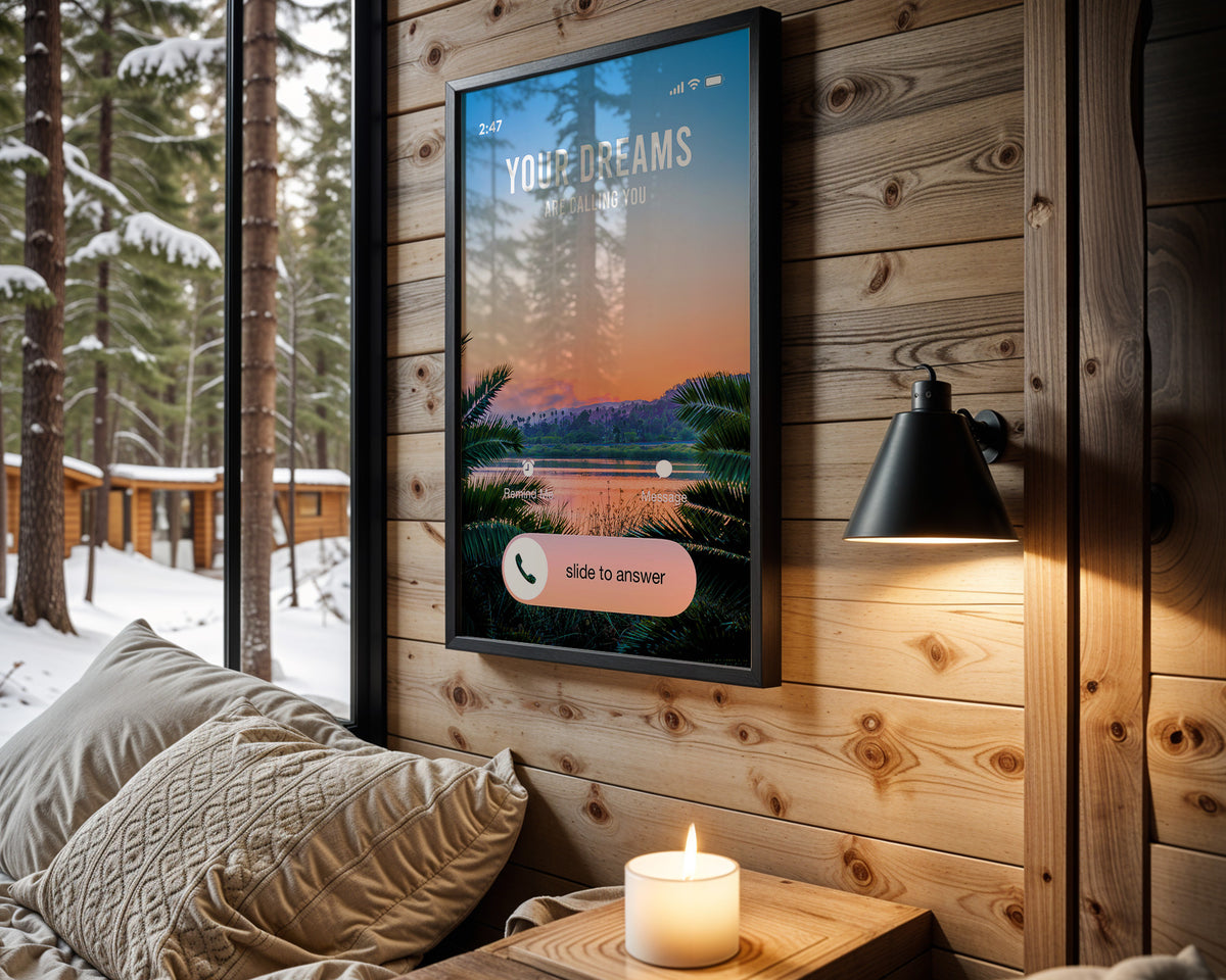 Your Dreams Are Calling motivational wall art – main room view